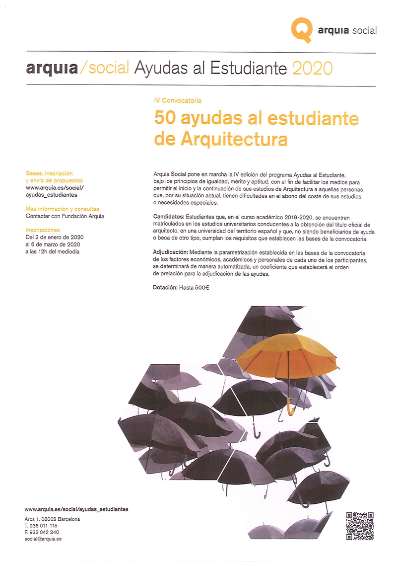 IV Convocatoria de Ayudas Arquia Social al Estudiante de Arquitectura